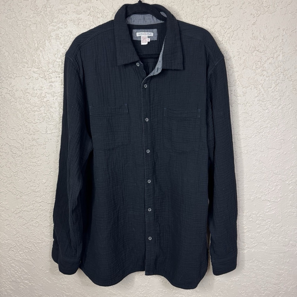 Carbon 2 Cobalt Men's Double Gauze Cotton Shirt Black Size XL Effortlessly Cool